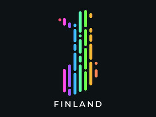 Digital modern colorful rounded lines Finland map logo vector illustration design.