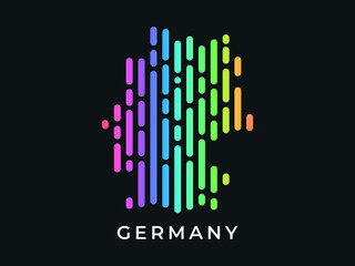  Digital modern colorful rounded lines Germany map logo vector illustration design.