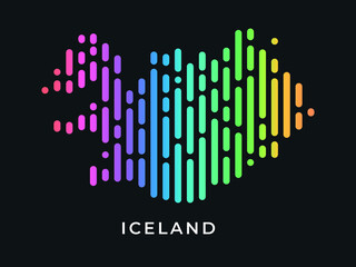  Digital modern colorful rounded lines Iceland map logo vector illustration design.