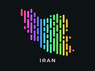  Digital modern colorful rounded lines Iran map logo vector illustration design.