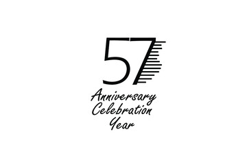 57 year anniversary celebration Block Black Colors Design logotype. anniversary logo Black color isolated on White background, vector design for celebration, invitation card, and greeting card-Vector