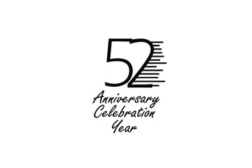 52 year anniversary celebration Block Black Colors Design logotype. anniversary logo Black color isolated on White background, vector design for celebration, invitation card, and greeting card-Vector