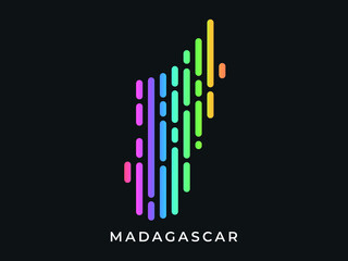  Digital modern colorful rounded lines Madagascar map logo vector illustration design.