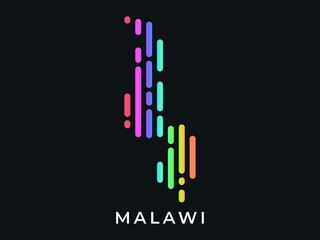 Digital modern colorful rounded lines Malawi map logo vector illustration design.