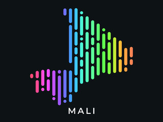 Digital modern colorful rounded lines Mali map logo vector illustration design.