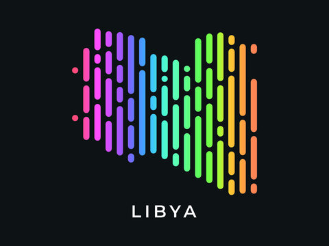 Digital modern colorful rounded lines Libya map logo vector illustration design.