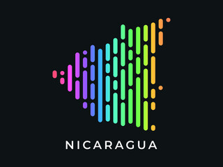  Digital modern colorful rounded lines Nicaragua map logo vector illustration design.