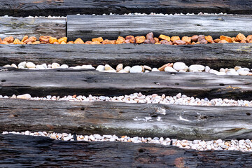 Wooden Steps with Rocks in Between
