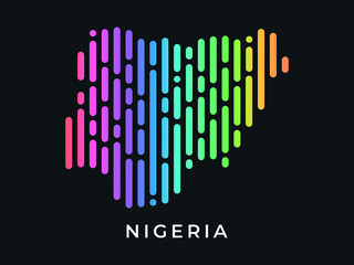 Digital modern colorful rounded lines Nigeria map logo vector illustration design.