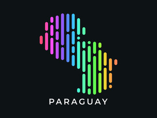  Digital modern colorful rounded lines Paraguay map logo vector illustration design.