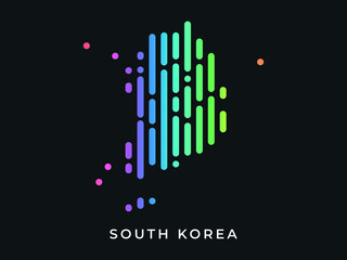 Digital modern colorful rounded lines South Korea map logo vector illustration design.