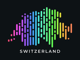 Digital modern colorful rounded lines Switzerland map logo vector illustration design.