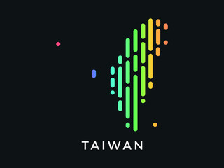 Digital modern colorful rounded lines Taiwan map logo vector illustration design.