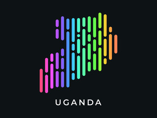  Digital modern colorful rounded lines Uganda map logo vector illustration design.