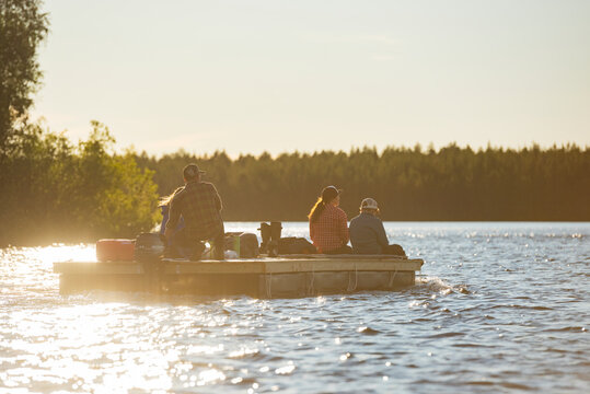 People on motor raft