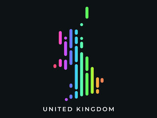  Digital modern colorful rounded lines United Kingdom map logo vector illustration design.