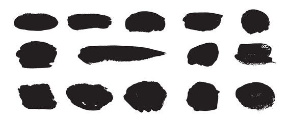 Vector brush, Black ink brush, Grunge stroke, lines, watercolor brush. Dirty artistic design elements  Isolated on white background. Vector illustration.
