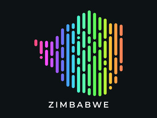 Digital modern colorful rounded lines Zimbabwe map logo vector illustration design.