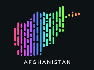  Digital modern colorful rounded lines Afghanistan map logo vector illustration design.