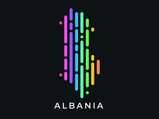 Digital modern colorful rounded lines Albania map logo vector illustration design.