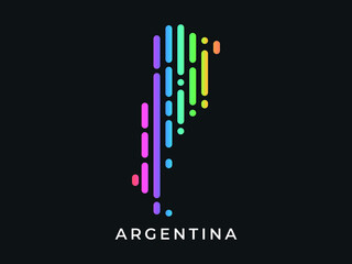 Digital modern colorful rounded lines Argentina map logo vector illustration design.