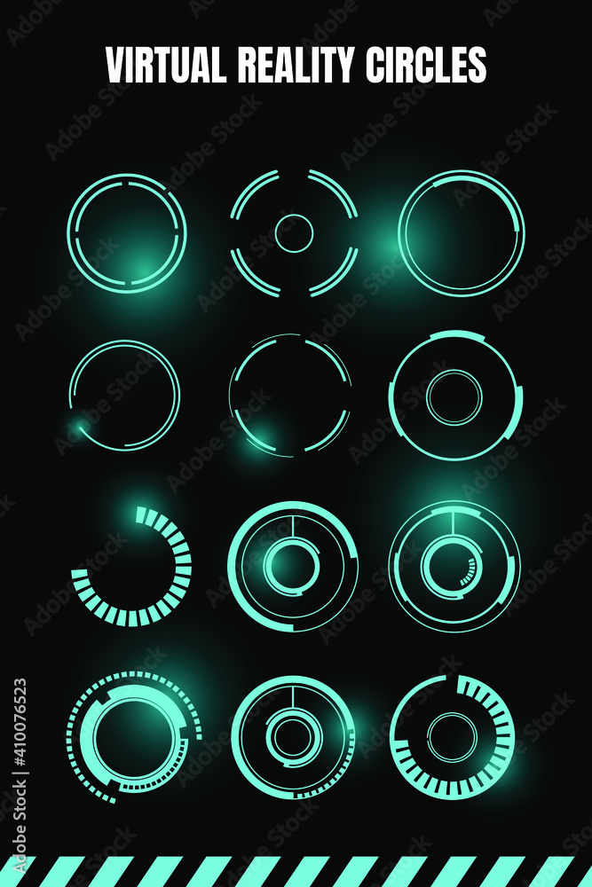 Poster sci-fi futuristic hud dashboard display virtual reality technology screen, target. circles with navi