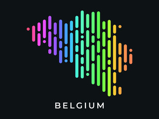 Digital modern colorful rounded lines Belgium map logo vector illustration design.