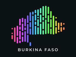  Digital modern colorful rounded lines Burkina Faso map logo vector illustration design.