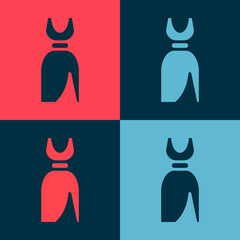 Pop art Woman dress icon isolated on color background. Clothes sign. Vector.