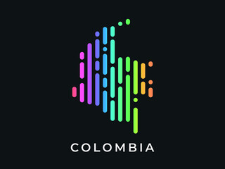 Digital modern colorful rounded lines Colombia map logo vector illustration design.