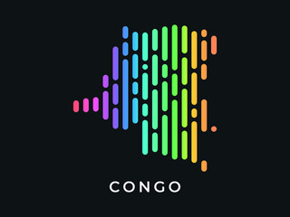 Digital modern colorful rounded lines Congo map logo vector illustration design.