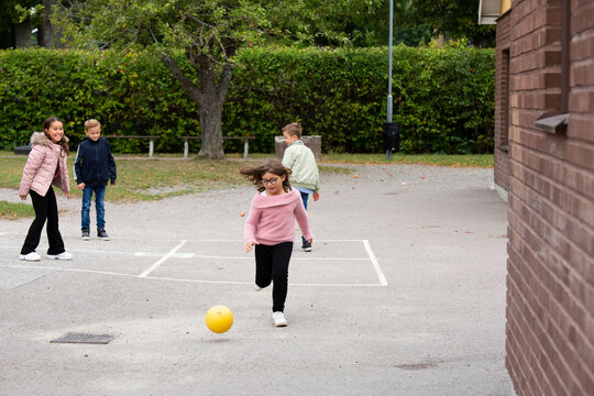 Children playing at school yard