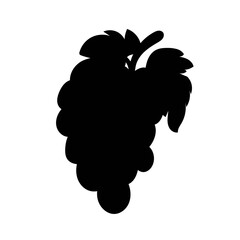 Cartoon grape black silhouette isolated on white background. Vector illustration.