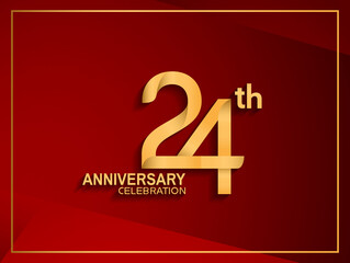 24 anniversary celebration logotype golden color isolated on red color can be use for celebration, invitation, greeting card and special event