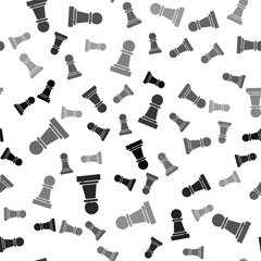Black Chess icon isolated seamless pattern on white background. Business strategy. Game, management, finance. Vector.