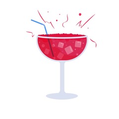 Tropical cocktails. Alcoholic summer drinks in glasses on the beach,  bloody mary. Holiday concept for party invitation, bar menu. Vector illustration