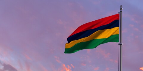 3d rendering of the national flag of the Mauritius
