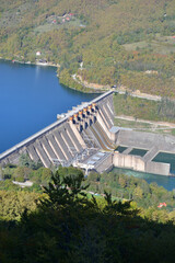 Hydroelectric power dam Perucac, river Drina in Serbia