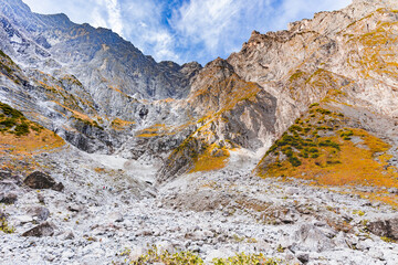 The Ice Chapel, a permanent snow field at the foot of the famous east face of the Watzmann in...