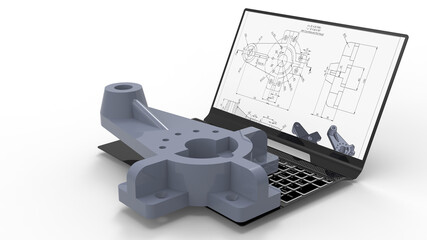 3D rendering - mechanical engineering - computer aided design concept