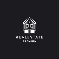 Creative real estate logo design. House, Property development, construction and building icon template. in black backround