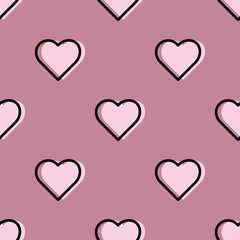 Heart icons seamless repeat pattern vector.