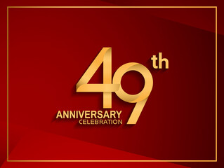 49 anniversary celebration logotype golden color isolated on red color can be use for celebration, invitation, greeting card and special event