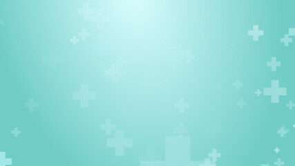 Medical health blue green cross pattern background. Abstract healthcare technology and science concept.