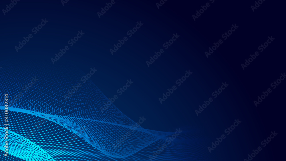 Wall mural dot blue wave light screen gradient texture background. abstract technology big data digital backgro