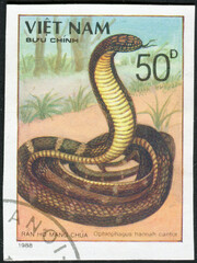VIETNAM - CIRCA 1988: A stamp printed in Vietnam shows a King Cobra