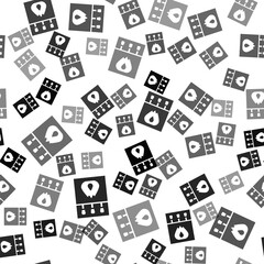 Black Open matchbox and matches icon isolated seamless pattern on white background. Vector.