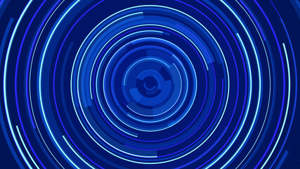 Circle blue neon light technology Hi-tech dark background. Abstract graphic digital future concept design.