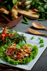 Thai food Spicy fresh oyster salad