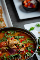thai food. spicy chicken tendon soup.